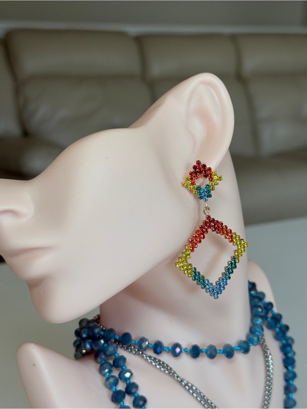 Colorful Drop Dangle Earrings - Multicolor - Picture 3 of 12
